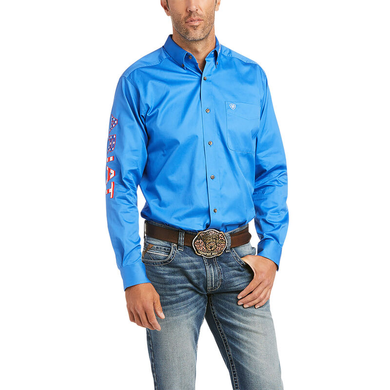 Camisas Ariat Team Logo Twill Fitted Azules Hombre - Chile 964-LDQOGR